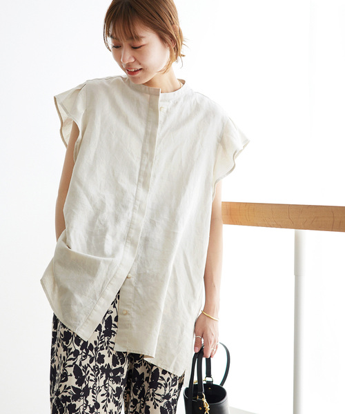 JOURNAL STANDARD relume(ジャーナルスタンダード レリューム)の「《WEB限定追加》リネンコットンショートスリーブブラウス(シャツ/ブラウス・レディース・ネイビー/アイボリー・FREE)」の13枚目の写真