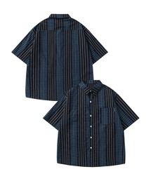 柄×柄ストライプ半袖シャツ (SS)