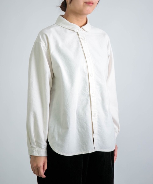 D.M.G.（ドミンゴ）の「[D.M.G / ディーエムジー] コットンフランネル ラウンドカラーシャツ（シャツ/ブラウス・レディース・ナチュラル/グリーン/マスタード/ネイビー/グレイッシュベージュ・3/2）」の8枚目の写真