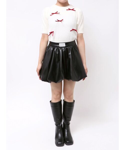 CALNAMUR（カルナムール）の「フェイクレザーバルーンミニスカート（スカート・レディース・ブラック/ブラウン/アイボリー・FREE）」の12枚目の写真