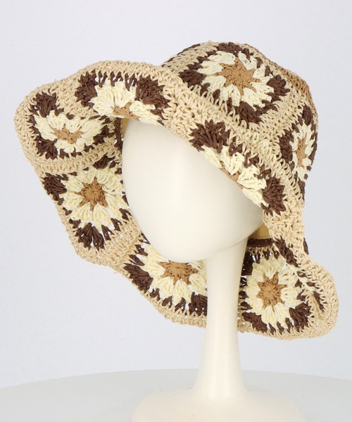 anap mimpi（アナップミンピ）の「ワイヤー入り フラワー モチーフ ペーパー クロッシェ ハット（ハット・レディース・ベージュ・FREE）」の6枚目の写真