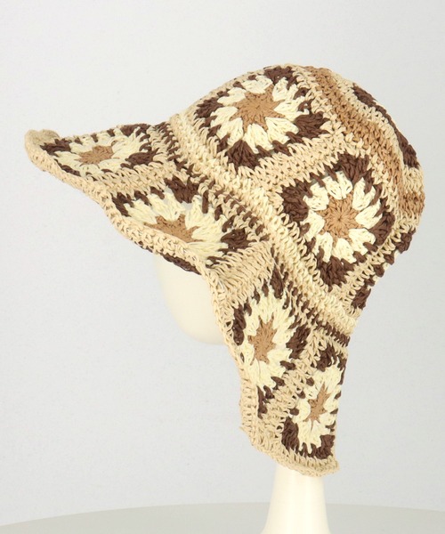 anap mimpi（アナップミンピ）の「ワイヤー入り フラワー モチーフ ペーパー クロッシェ ハット（ハット・レディース・ベージュ・FREE）」の7枚目の写真