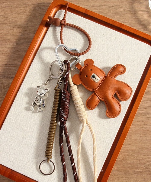 アニマル ベア マスコット ロープ コード付き ハート カラビナ マルチ