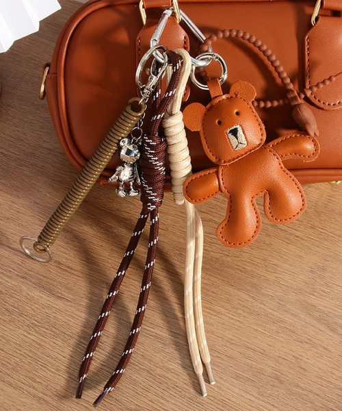 Bear チャーム／キーホルダー取り付け セール】アニマル ベア マスコット ロープ コード付き ハート カラビナ