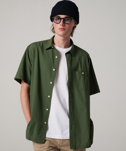 Eddie Bauer(エディーバウアー)の「シアサッカー 半袖シャツ(シャツ/ブラウス・メンズ・チャコールグレー/ホワイト/モスグリーン/コバルトブルー・S/M/L/XL/XXL)」の3枚目の写真