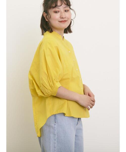 Samansa Mos2（サマンサ モスモス）の「ランタン袖スキッパーシャツ（シャツ/ブラウス・レディース・チャコールグレー/イエロー/キナリ/ベージュ・F）」の4枚目の写真
