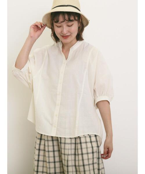 Samansa Mos2（サマンサ モスモス）の「ランタン袖スキッパーシャツ（シャツ/ブラウス・レディース・チャコールグレー/イエロー/キナリ/ベージュ・F）」の5枚目の写真