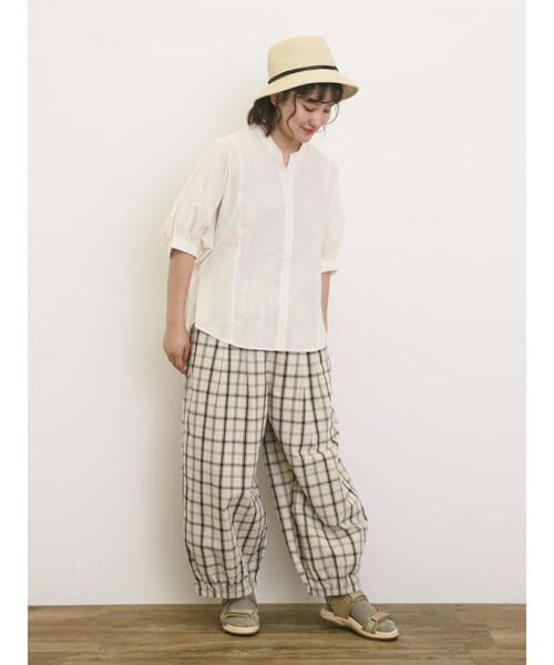 Samansa Mos2（サマンサ モスモス）の「ランタン袖スキッパーシャツ（シャツ/ブラウス・レディース・チャコールグレー/イエロー/キナリ/ベージュ・F）」の9枚目の写真