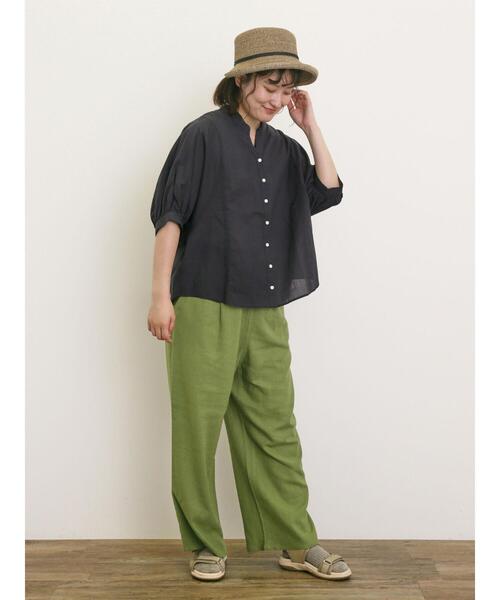 Samansa Mos2（サマンサ モスモス）の「ランタン袖スキッパーシャツ（シャツ/ブラウス・レディース・チャコールグレー/イエロー/キナリ/ベージュ・F）」の17枚目の写真