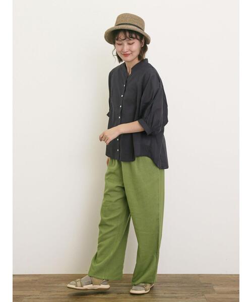 Samansa Mos2（サマンサ モスモス）の「ランタン袖スキッパーシャツ（シャツ/ブラウス・レディース・チャコールグレー/イエロー/キナリ/ベージュ・F）」の18枚目の写真