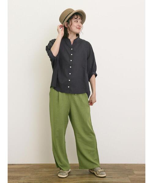 Samansa Mos2（サマンサ モスモス）の「ランタン袖スキッパーシャツ（シャツ/ブラウス・レディース・チャコールグレー/イエロー/キナリ/ベージュ・F）」の19枚目の写真