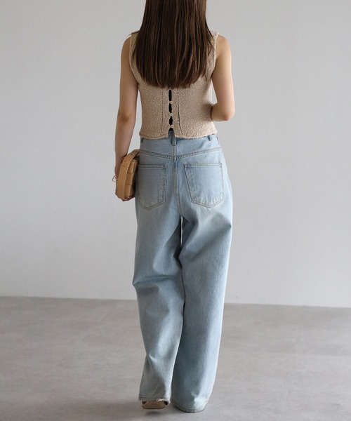 Bonjour Sagan(ボンジュールサガン)の「前後2WAYスラブニットタンク(タンクトップ・レディース・ライトベージュ/ネイビー・FREE)」の6枚目の写真