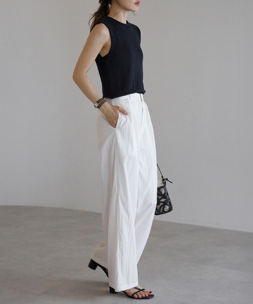 Bonjour Sagan(ボンジュールサガン)の「前後2WAYスラブニットタンク(タンクトップ・レディース・ライトベージュ/ネイビー・FREE)」の19枚目の写真