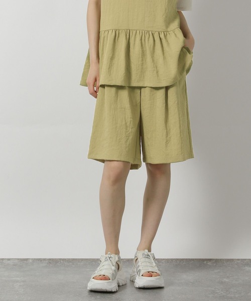 LAKOLE（ラコレ）の「【セットアップ対応・接触冷感】リネンライクハーフパンツ / 572784（その他パンツ・レディース・オリーブ/グレイッシュベージュ/ブラウン/チャコールグレー・FREE）」の4枚目の写真