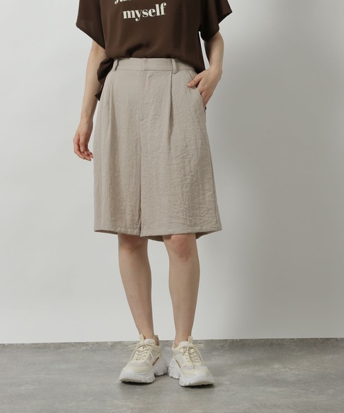 LAKOLE（ラコレ）の「【セットアップ対応・接触冷感】リネンライクハーフパンツ / 572784（その他パンツ・レディース・オリーブ/グレイッシュベージュ/ブラウン/チャコールグレー・FREE）」の18枚目の写真