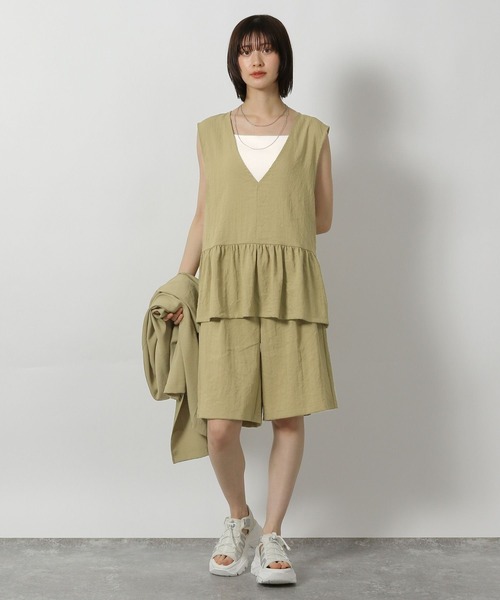 LAKOLE（ラコレ）の「【セットアップ対応・接触冷感】リネンライクハーフパンツ / 572784（その他パンツ・レディース・オリーブ/グレイッシュベージュ/ブラウン/チャコールグレー・FREE）」の22枚目の写真