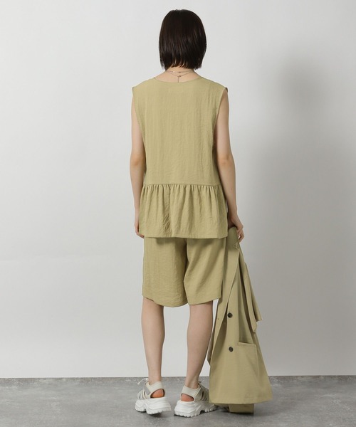 LAKOLE（ラコレ）の「【セットアップ対応・接触冷感】リネンライクハーフパンツ / 572784（その他パンツ・レディース・オリーブ/グレイッシュベージュ/ブラウン/チャコールグレー・FREE）」の12枚目の写真