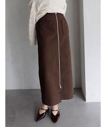 スエードライクジップIラインスカート