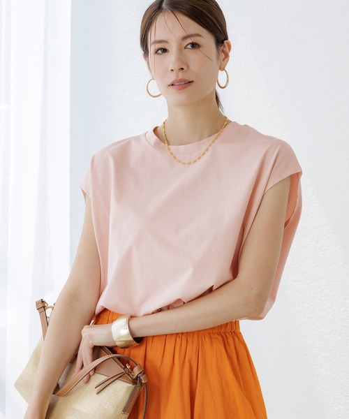 Elura（エルーラ）の「ひやっとタッチフレンチＴシャツ/576899（Tシャツ/カットソー・レディース・ライトピンク/ブラウン系その他/ブラック/ホワイト・FREE）」の4枚目の写真