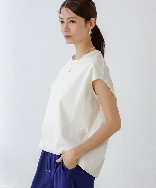 Elura（エルーラ）の「ひやっとタッチフレンチＴシャツ/576899（Tシャツ/カットソー・レディース・ライトピンク/ブラウン系その他/ブラック/ホワイト・FREE）」の2枚目の写真