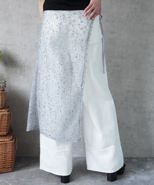 Emma（SELECT LEVERY）（エマ セレクトリベリー）の「レース刺繍ラップスカート（スカート・レディース・ピンク/シルバー・FREE）」の2枚目の写真