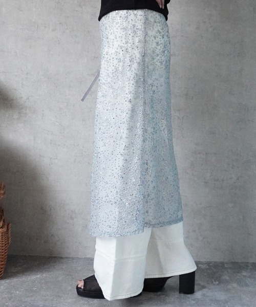 Emma（SELECT LEVERY）（エマ セレクトリベリー）の「レース刺繍ラップスカート（スカート・レディース・ピンク/シルバー・FREE）」の12枚目の写真