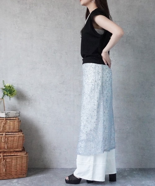 Emma（SELECT LEVERY）（エマ セレクトリベリー）の「レース刺繍ラップスカート（スカート・レディース・ピンク/シルバー・FREE）」の14枚目の写真