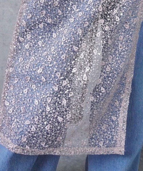 Emma（SELECT LEVERY）（エマ セレクトリベリー）の「レース刺繍ラップスカート（スカート・レディース・ピンク/シルバー・FREE）」の4枚目の写真