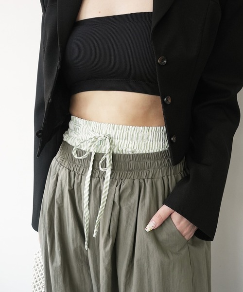 c.u.l（シーユーエル）の「見せパン レディーストランクス ストライプ ショーツ culw836（その他パンツ・レディース・イエロー/グリーン/ピンク/ブラック/ブルー・L/M）」の2枚目の写真