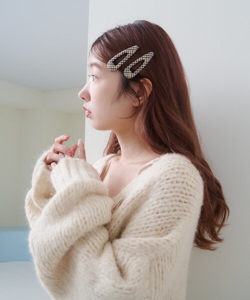 Kastane（カスタネ）の「【新色追加/ドット&チェック/fiw.】アソートパッチンピン（ヘアピン・レディース・ネイビー/アイボリー/ブラック/ブラウン・FREE）」の5枚目の写真