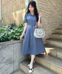 an another angelus | レトロ釦使い開衿シャツワンピース【１枚で快適】夏服(シャツワンピース)