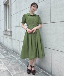 an another angelus | レトロ釦使い開衿シャツワンピース【１枚で快適】夏服(シャツワンピース)