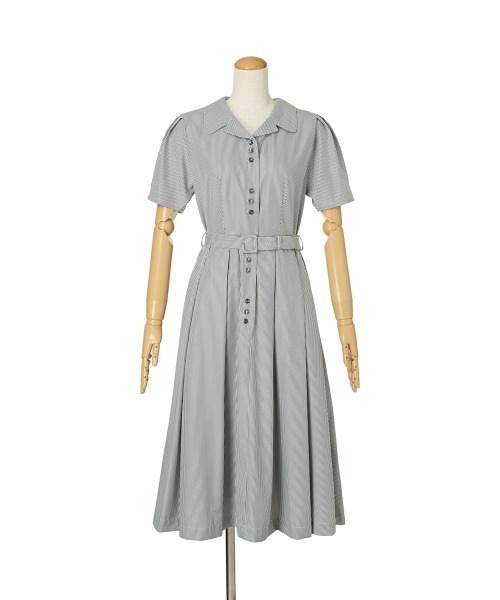 an another angelus(アンアナザーアンジェラス)の「レトロ釦使い開衿シャツワンピース【1枚で快適】夏服(シャツワンピース・レディース・ブルー/ホワイト×ブルー/グリーン・FREE)」の14枚目の写真