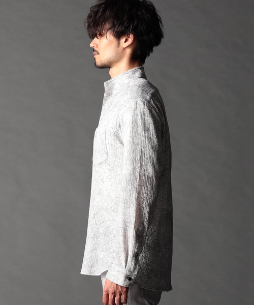 NICOLE CLUB FOR MEN(ニコルクラブフォーメン)の「ハイテンションショートスタンドカラーシャツ(シャツ/ブラウス・メンズ・ブラック/ブルー/オフホワイト・LARGE/X-LARGE/MEDIUM)」の4枚目の写真