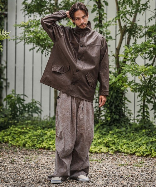 CAMBIO(カンビオ)の「mp13928-Powder Processed Snow Camo Wide Pants ワイドパンツ(その他パンツ・メンズ・ブラック/ブラウン/ブルー・M/L)」の7枚目の写真