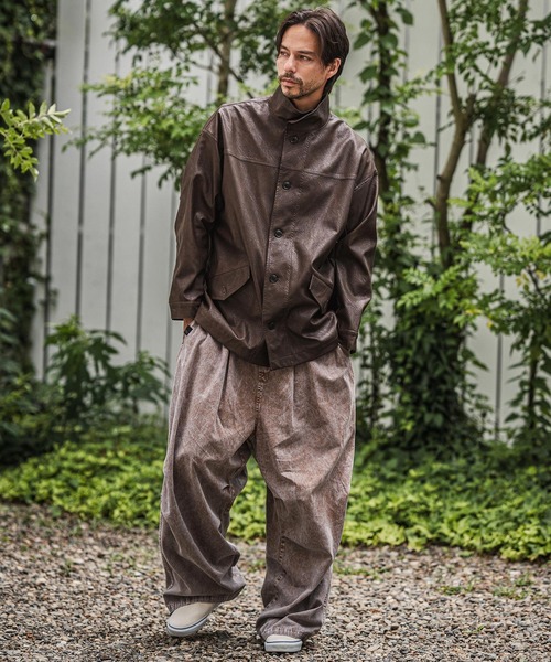 CAMBIO(カンビオ)の「mp13928-Powder Processed Snow Camo Wide Pants ワイドパンツ(その他パンツ・メンズ・ブラック/ブラウン/ブルー・M/L)」の8枚目の写真