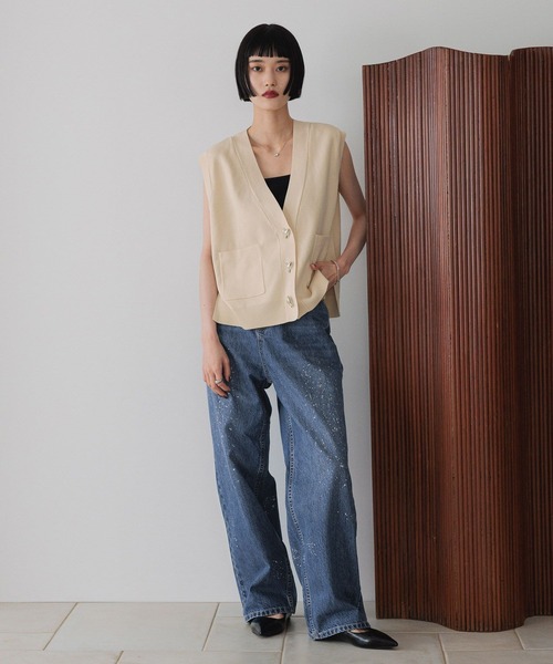 LOWRYS FARM（ローリーズファーム）の「デコボタンＶベスト  577236（ベスト・レディース・ブラウン/ブラック/アイボリー・FREE）」の14枚目の写真