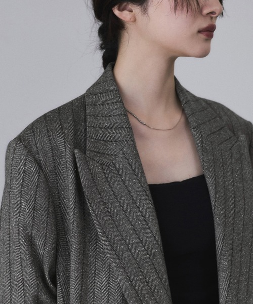 ADAM ET ROPE'(アダムエロペ)の「ダブルブレストツイード&チェックジャケット(テーラードジャケット・レディース・ブラウン/グレー・36/38)」の8枚目の写真