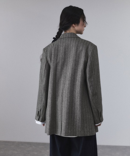 ADAM ET ROPE'(アダムエロペ)の「ダブルブレストツイード&チェックジャケット(テーラードジャケット・レディース・ブラウン/グレー・36/38)」の11枚目の写真