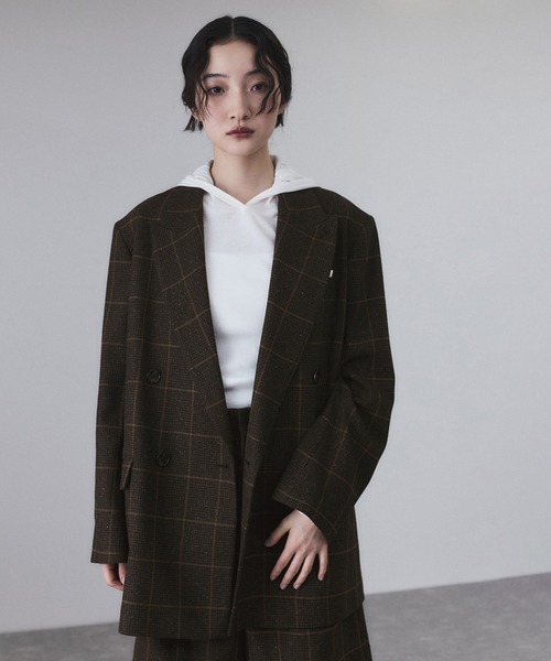 ダブルブレストツイード＆チェックジャケット（テーラードジャケット