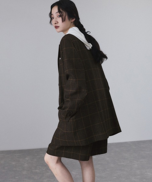 ADAM ET ROPE' ダブルブレストツイード＆チェックジャケット ADAM ET ROPE' ダブルブレストツイード＆チェックジャケット : マルイ