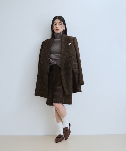 ADAM ET ROPE'(アダムエロペ)の「ダブルブレストツイード&チェックジャケット(テーラードジャケット・レディース・ブラウン/グレー・36/38)」の16枚目の写真