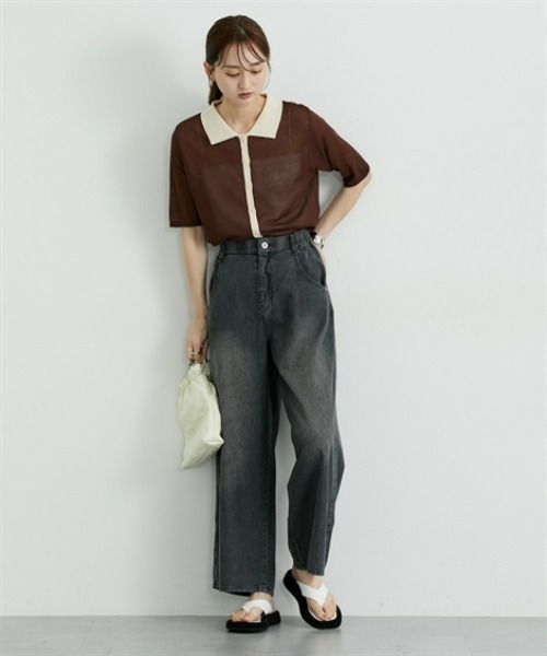 nissen(ニッセン)の「ライトオンスサマーデニムワイドパンツ(デニムパンツ・レディース・グレー/ブラウン・M/L/LL)」の11枚目の写真