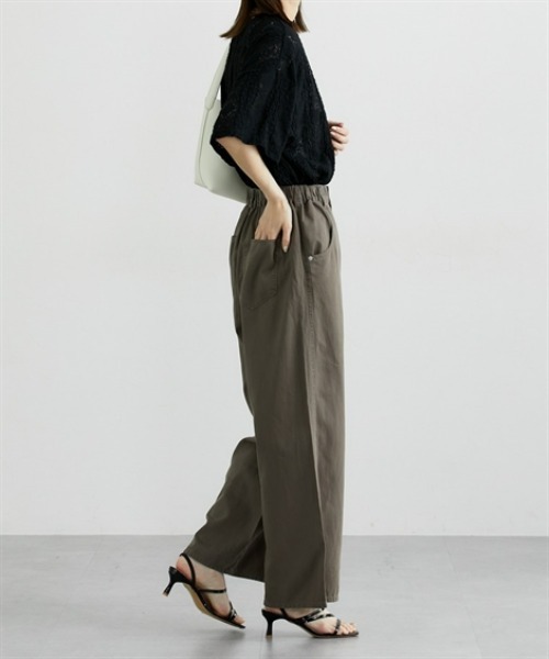 nissen(ニッセン)の「ライトオンスサマーデニムワイドパンツ(デニムパンツ・レディース・グレー/ブラウン・M/L/LL)」の4枚目の写真