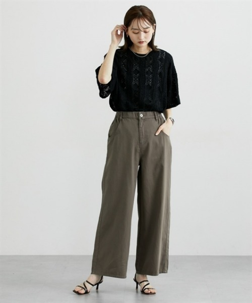 nissen(ニッセン)の「ライトオンスサマーデニムワイドパンツ(デニムパンツ・レディース・グレー/ブラウン・M/L/LL)」の5枚目の写真