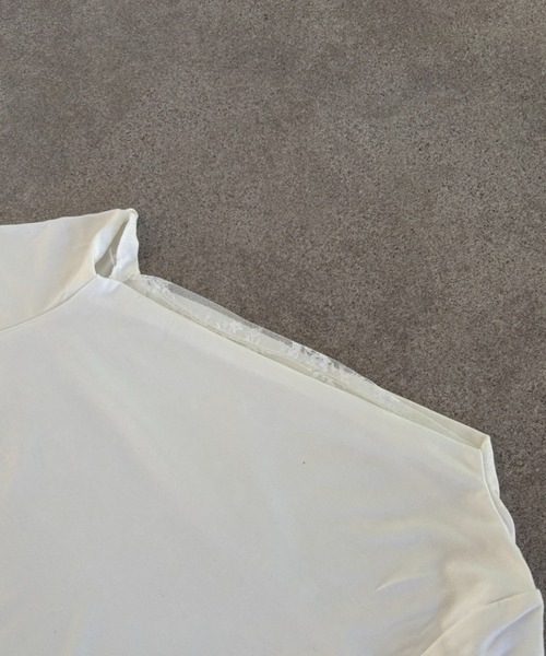 Teem Store(チームストア)の「レースレイヤードワンショルダーロンT トップス 体型盛れ(Tシャツ/カットソー・レディース・ブラック/ネイビー/ホワイト・L/M)」の12枚目の写真