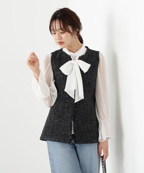 PROPORTION BODY DRESSING（プロポーションボディドレッシング）の「＜ウォッシャブル＞ビックリボン楊柳ブラウス / 1215210806（シャツ/ブラウス・レディース・ブラック/ピンク/ホワイト・MEDIUM/SMALL）」の2枚目の写真