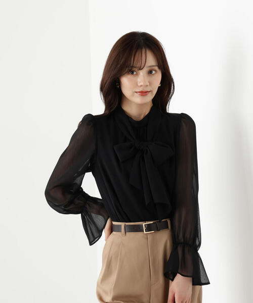 PROPORTION BODY DRESSING（プロポーションボディドレッシング）の「＜ウォッシャブル＞ビックリボン楊柳ブラウス / 1215210806（シャツ/ブラウス・レディース・ブラック/ピンク/ホワイト・MEDIUM/SMALL）」の3枚目の写真