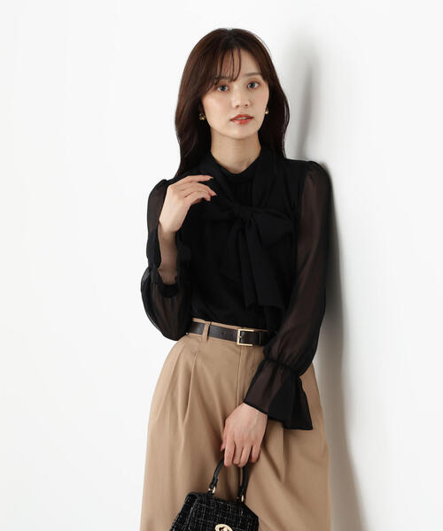 PROPORTION BODY DRESSING（プロポーションボディドレッシング）の「＜ウォッシャブル＞ビックリボン楊柳ブラウス / 1215210806（シャツ/ブラウス・レディース・ブラック/ピンク/ホワイト・MEDIUM/SMALL）」の5枚目の写真