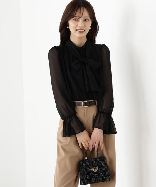 PROPORTION BODY DRESSING（プロポーションボディドレッシング）の「＜ウォッシャブル＞ビックリボン楊柳ブラウス / 1215210806（シャツ/ブラウス・レディース・ブラック/ピンク/ホワイト・MEDIUM/SMALL）」の9枚目の写真